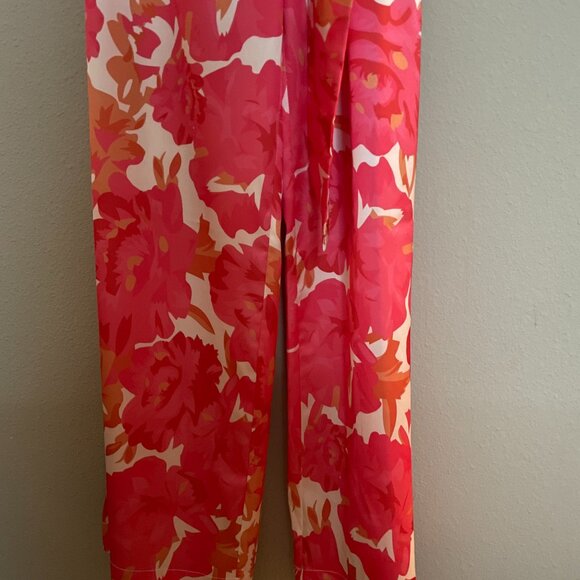 Petal and Pup Addison Jumpsuit XS Pink Coral Floral Smocked Wrap Tie Waist - Picture 4 of 7